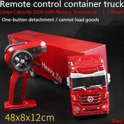 2.4GHZ 6CH Remote Control Truck With LED Light  Big Dump Truck Load 2250g Electric Toy Car Model Semi-Trailer  For Kids Gifts