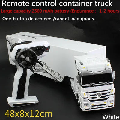 2.4GHZ 6CH Remote Control Truck With LED Light  Big Dump Truck Load 2250g Electric Toy Car Model Semi-Trailer  For Kids Gifts