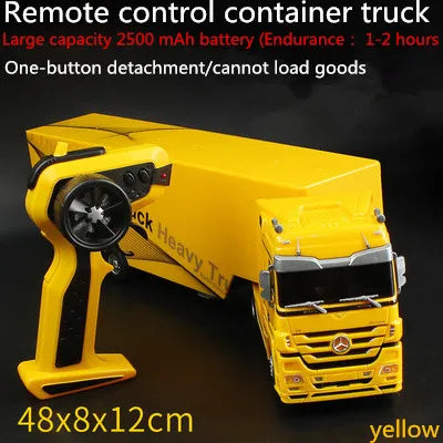 2.4GHZ 6CH Remote Control Truck With LED Light  Big Dump Truck Load 2250g Electric Toy Car Model Semi-Trailer  For Kids Gifts