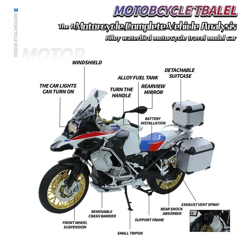 For BMW R1250 GS ADV 1:6 Alloy Metal Diecast Motorcycle Model High Simulation Home Ornaments Collection Hobby Gift