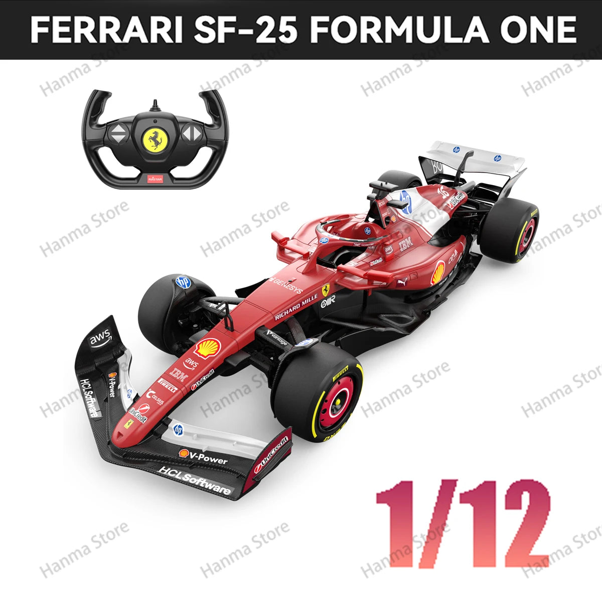 HANMA RC Car 1:12 F1 Ferrari HP SF25 #16 Remote Control Racing Model Car Formula Vehicle Toys for Kids Christmas Gifts