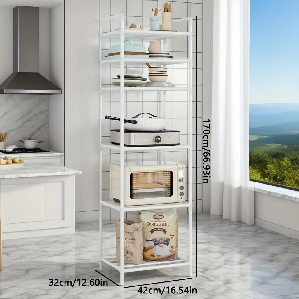 Multifunctional 6-Tier Metal Storage Rack - Easy to Assemble and Stackable, Available in Black/White, Suitable for 15 Different Scenarios Such as Kitchen, Bathroom, and Living Room Organization, Ideal for Christmas, Thanksgiv