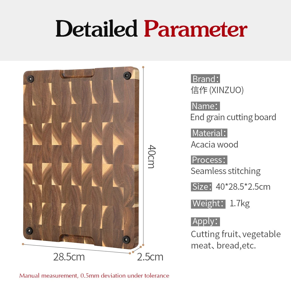 XINZUO Acacia Wood Cutting Board End Grain Meat Cutting Chopping Board Solid Large High-quality Home Things for The Kitchen Gift
