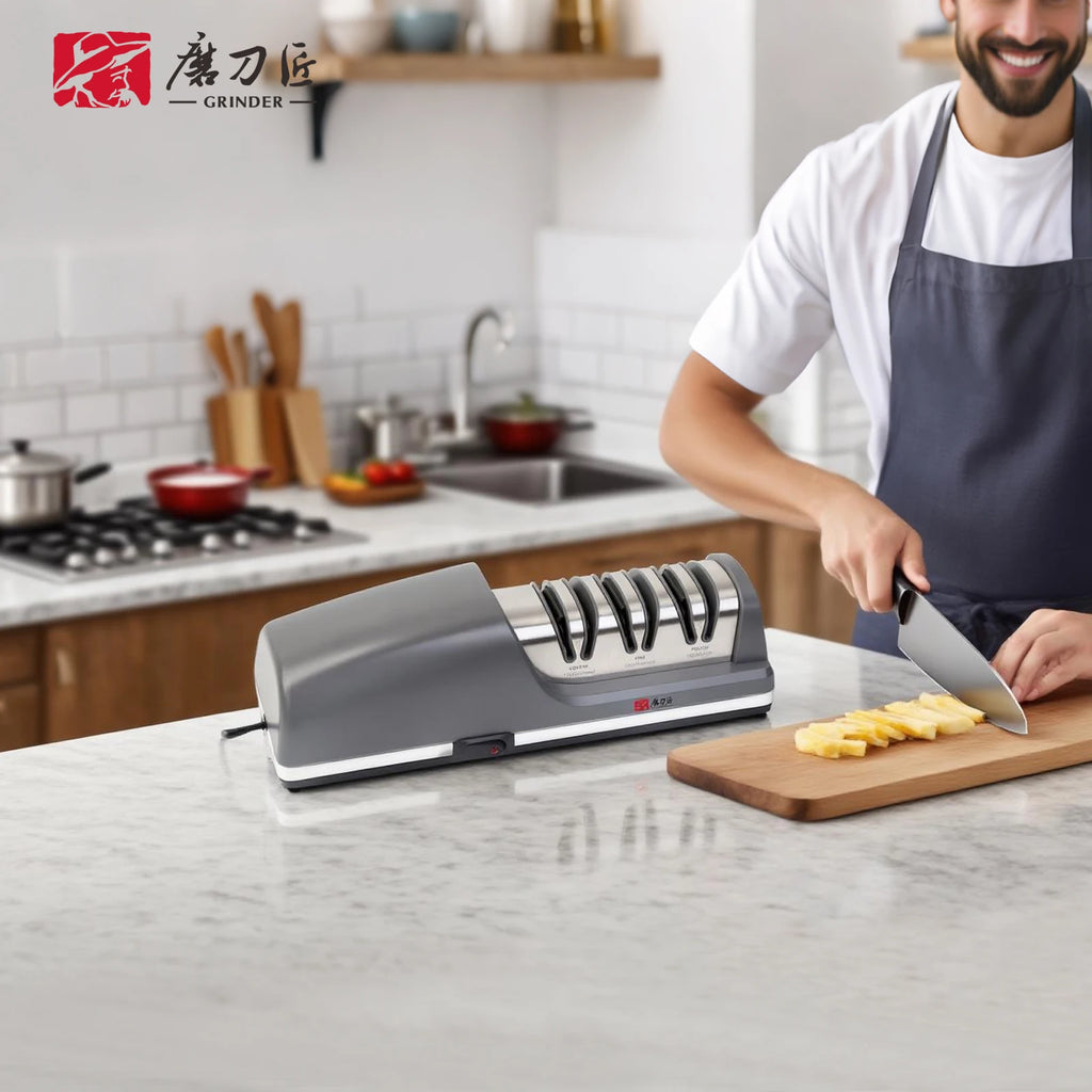 Electric Knife Sharpener Three-Speed Sharpening 100% Diamond Replaceable Sharpening Heads Suitable for All Kitchen Knives
