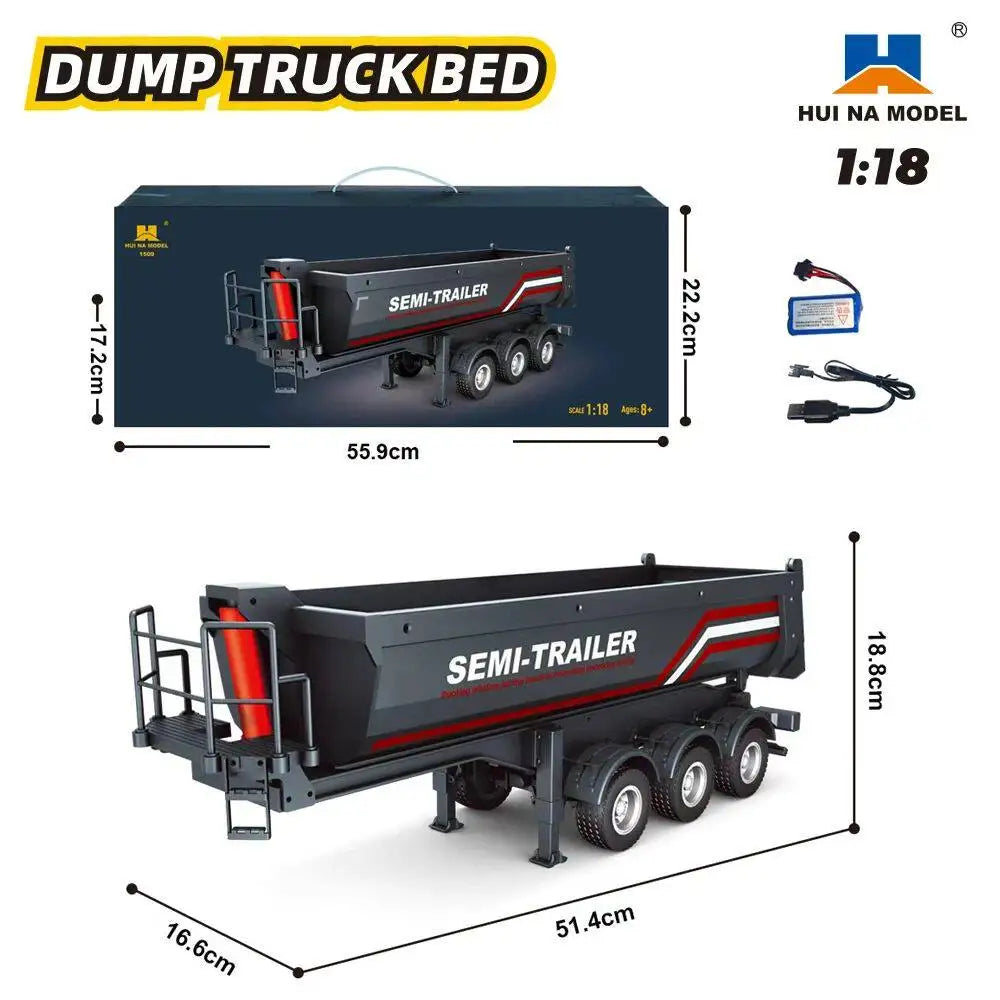 20261/18 Huina 1509 Rc Semi Dump Trailer Electric Lifting For Rc Tractor Truck 1501 Tail Light Support Leg No Sound System Model
