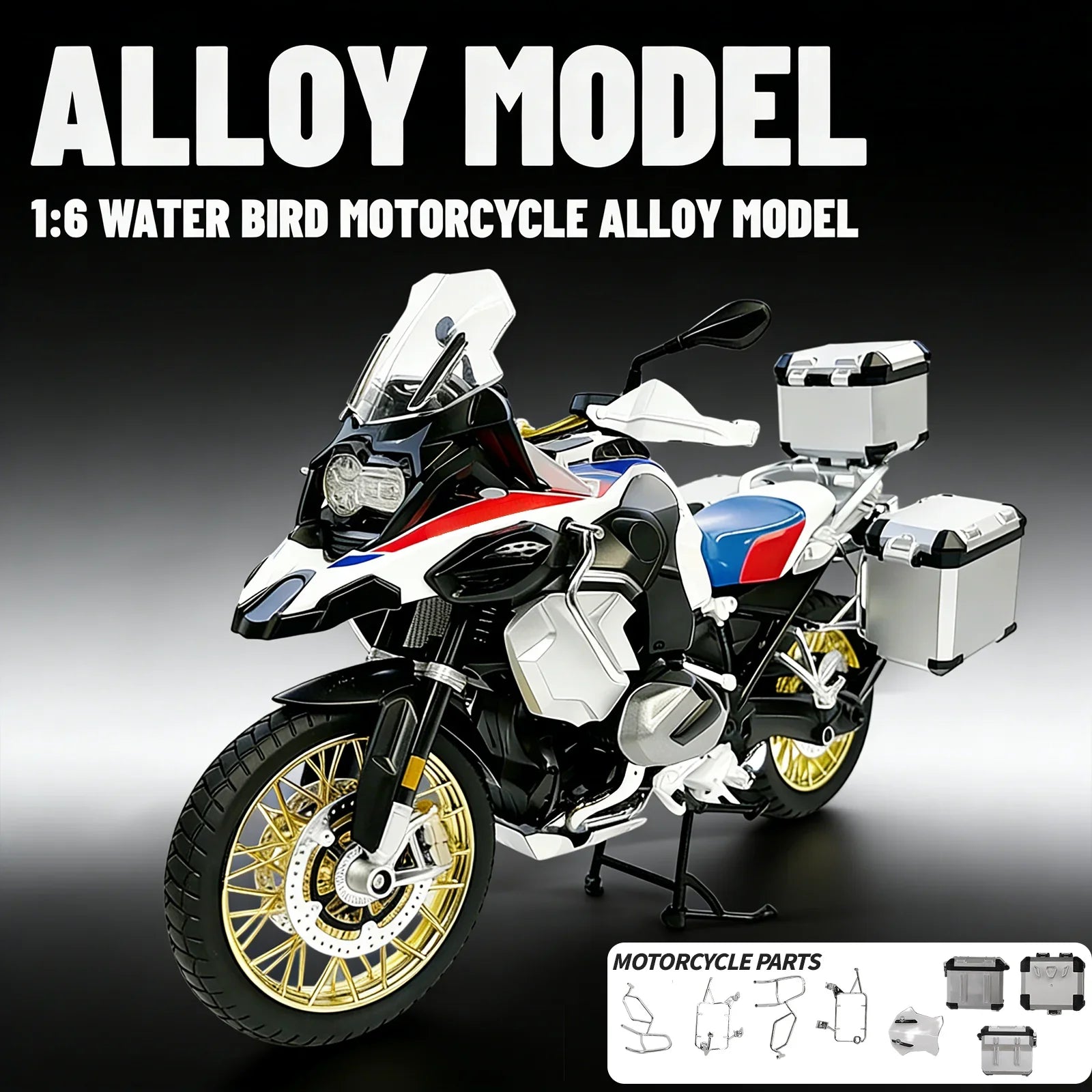 For BMW R1250 GS ADV 1:6 Alloy Metal Diecast Motorcycle Model High Simulation Home Ornaments Collection Hobby Gift