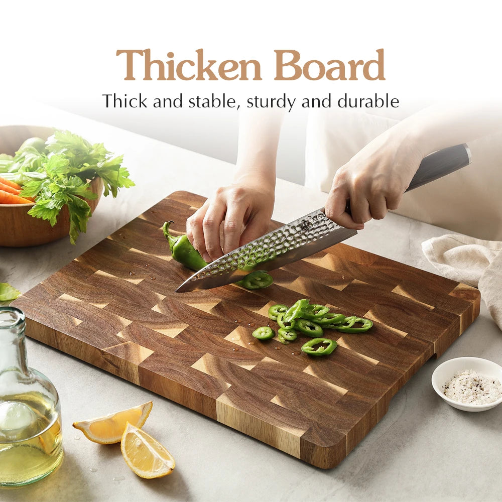 XINZUO Acacia Wood Cutting Board End Grain Meat Cutting Chopping Board Solid Large High-quality Home Things for The Kitchen Gift