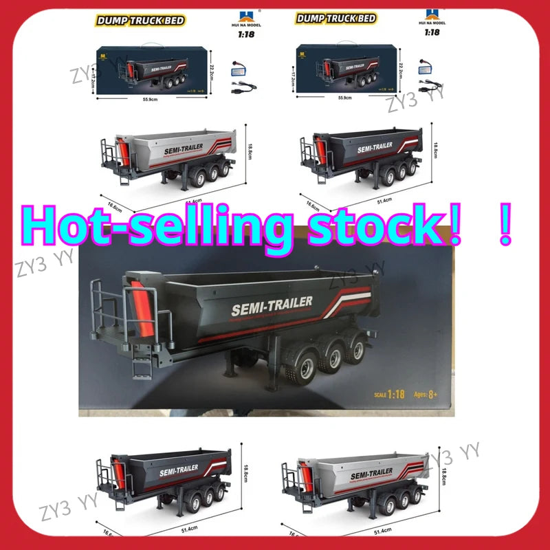 20261/18 Huina 1509 Rc Semi Dump Trailer Electric Lifting For Rc Tractor Truck 1501 Tail Light Support Leg No Sound System Model