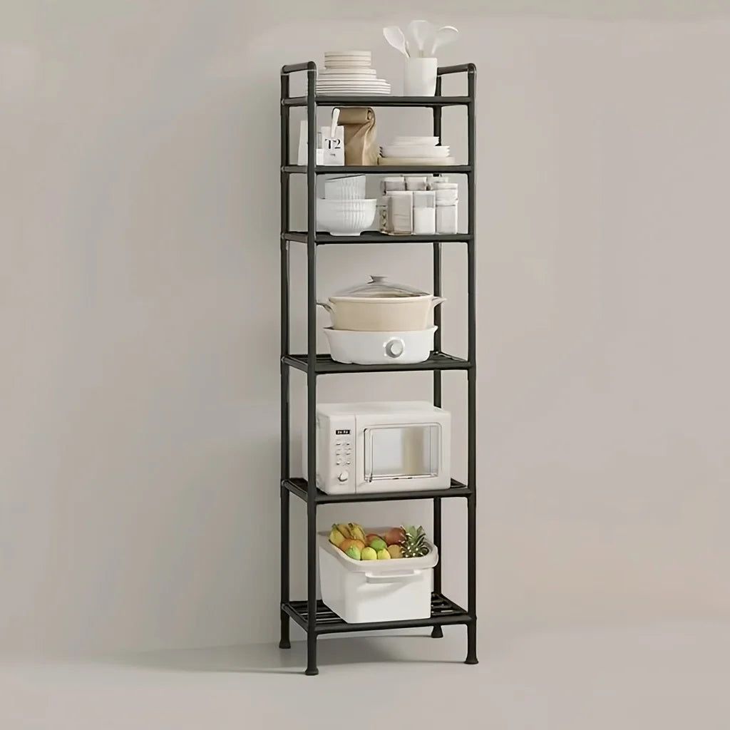Multifunctional 6-Tier Metal Storage Rack - Easy to Assemble and Stackable, Available in Black/White, Suitable for 15 Different Scenarios Such as Kitchen, Bathroom, and Living Room Organization, Ideal for Christmas, Thanksgiv